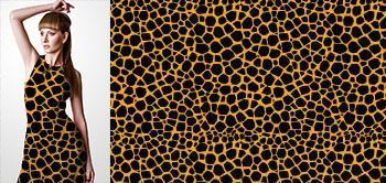 31041 Materiał ze wzorem motyw skóry zwierzęcej (plamy) w odcieniach złotego i czerni